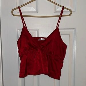 Elegant Red Satin Women's Top